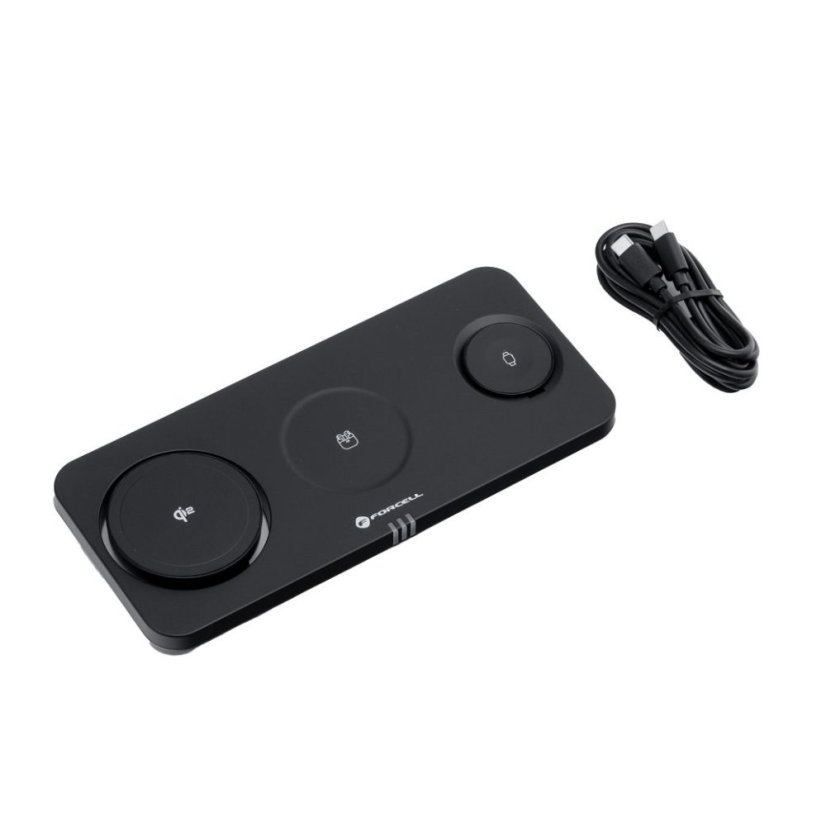 Vezeték nélküli töltés Forcell F-Energy 3in1 Magnetix USB C Qi2 20.5W MagSafe Black 0Int Black 0Int