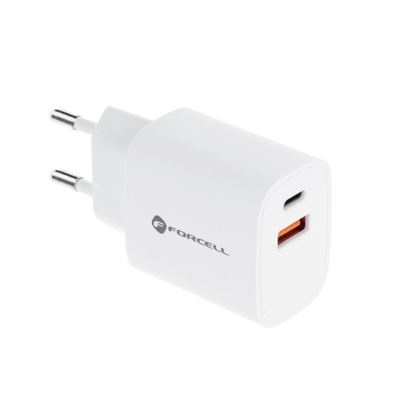 Phone Charger Forcell F-Energy USB C + USB A Qc4.0 Pd 3A 30W Tfk-Tc-30Wpd White