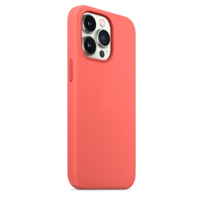 iPhone 13 Pro Silicone Case s MagSafe - Pink Pomelo design (lososový)