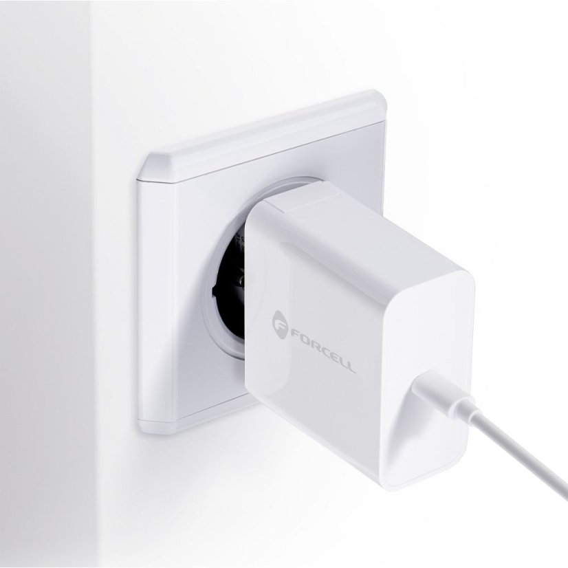 Phone Charger Forcell F-Energy USB C Qc4.0 Pd 3A 45W Tfk-Tc-45Wpd White