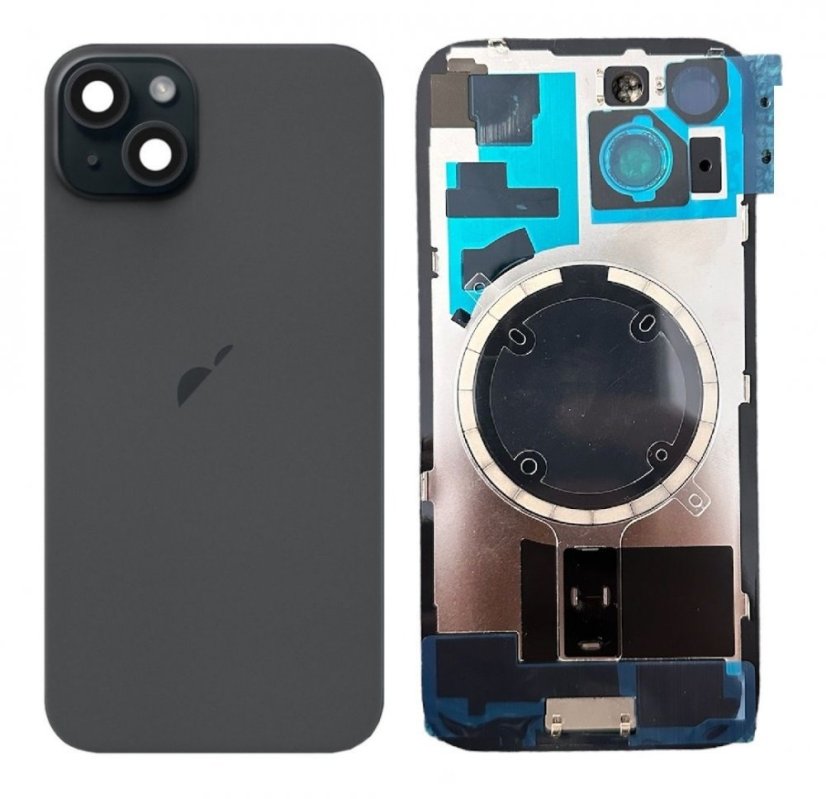 Apple iPhone 15 Plus - Back Cover Glass / Náhradné zadné sklo housingu (Black)