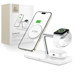 Bezdrôtová nabíjačka Tech-Protect Qi15W-A45 3v1 Magnetic Magsafe Wireless Charger White