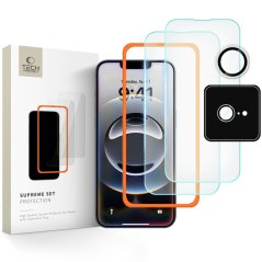 Ochranné tvrdené sklo Tech-Protect Supreme Easy Set+ 3-Pack iPhone 16E Clear Ochranné tvrdené sklo Tech-Protect Supreme Easy Set+ 3-Pack iPhone 16E Clear