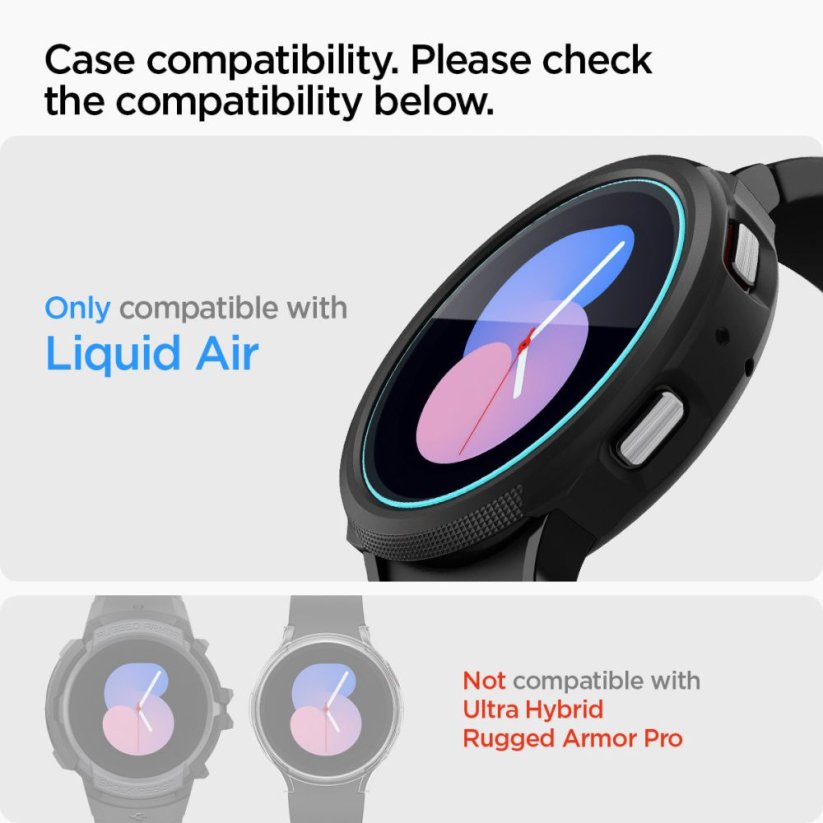 Ochranné tvrdené sklo Spigen Glas.Tr ”Ez-Fit” 2-Pack Samsung Galaxy Watch 4 / 5 / FE (40 mm) Clear