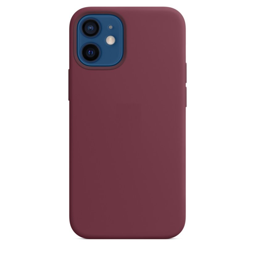 iPhone 12/12 Pro Silicone Case s MagSafe - Plum design (bordový)