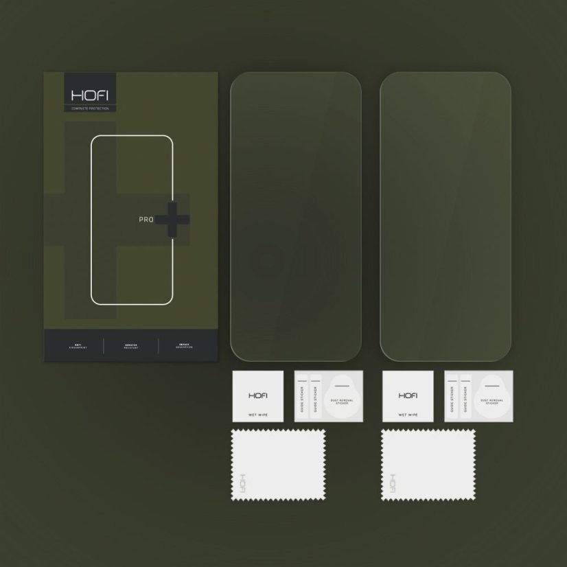 2ks v balení, set ochranných skiel Hofi Glass Pro+ 2-Pack iPhone 16 Pro / 17 / 17 Pro Clear
