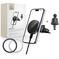 Držiak do auta Tech-Protect mm15W-V5 Magnetic Magsafe Cd & Vent Car Mount Wireless Charger 15W Black/Black