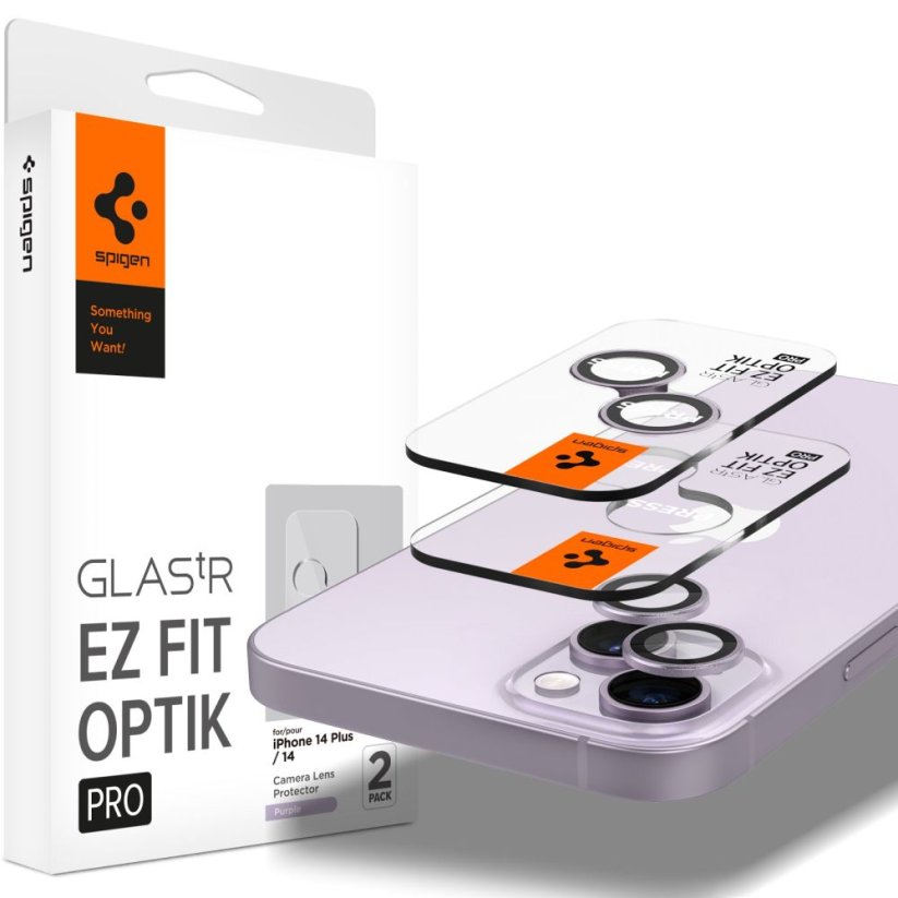 Ochranné sklo zadnej kamery Spigen Optik.Tr ”Ez Fit” Camera Protector 2-Pack iPhone 14 / 14 Plus / 15 / 15 Plus Purple