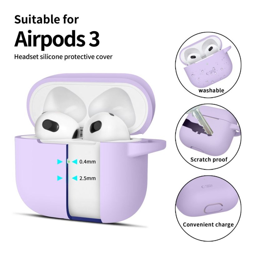 Kryt Tech-Protect Silicone Hook Apple Airpods 3 Lavender