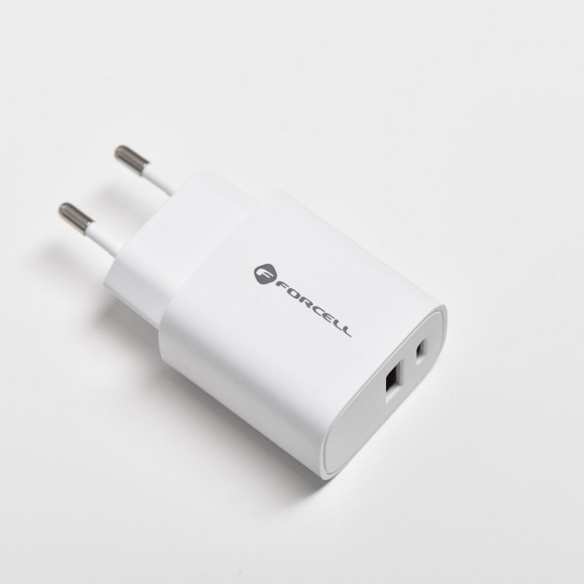 Phone Charger Forcell F-Energy USB C + USB A Qc4.0 Pd 3A 30W Tfk-Tc-30Wpd White