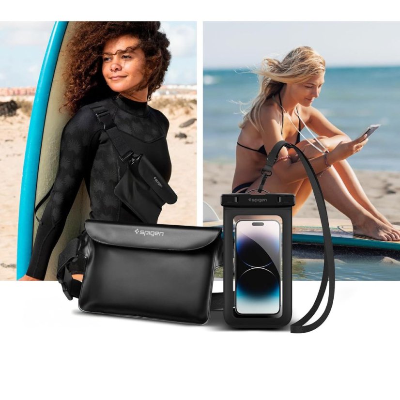 Vodeodolné púzdro Spigen A621 Universal Waterproof Case & Waist Bag Black