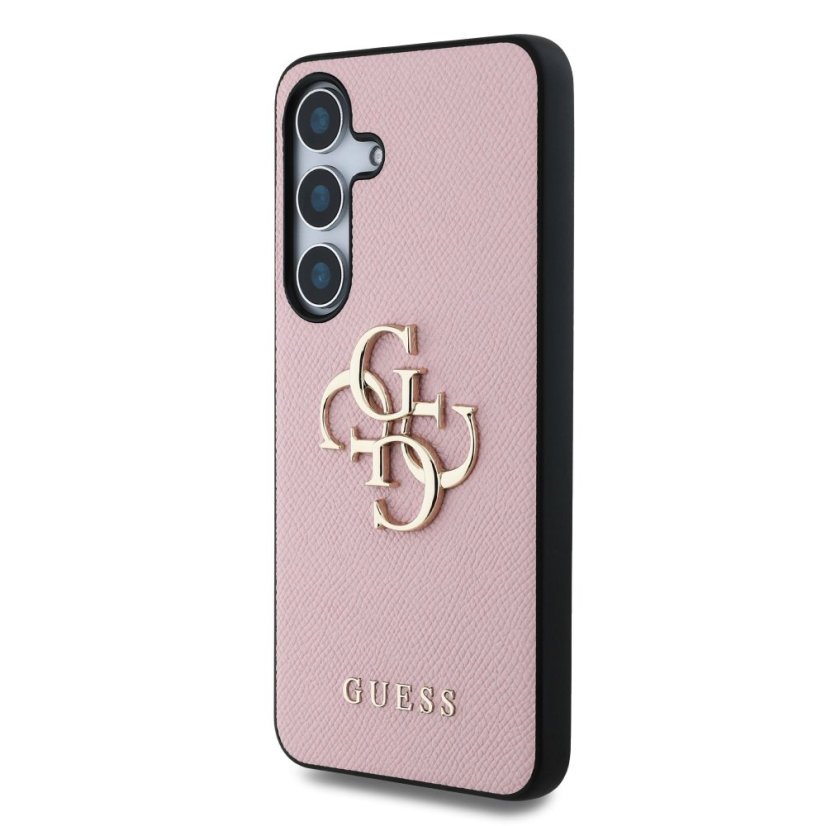 Guess PU Grained 4G Metal Logo zadný kryt pre Samsung Galaxy S25 Pink