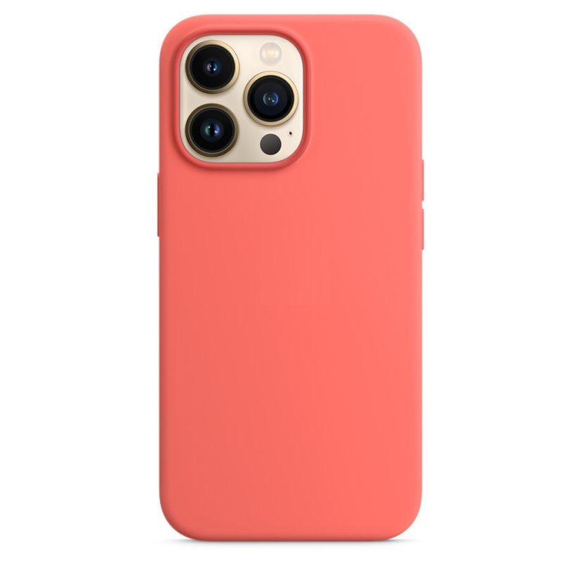 iPhone 13 Pro Silicone Case s MagSafe - Pink Pomelo design (lososový)