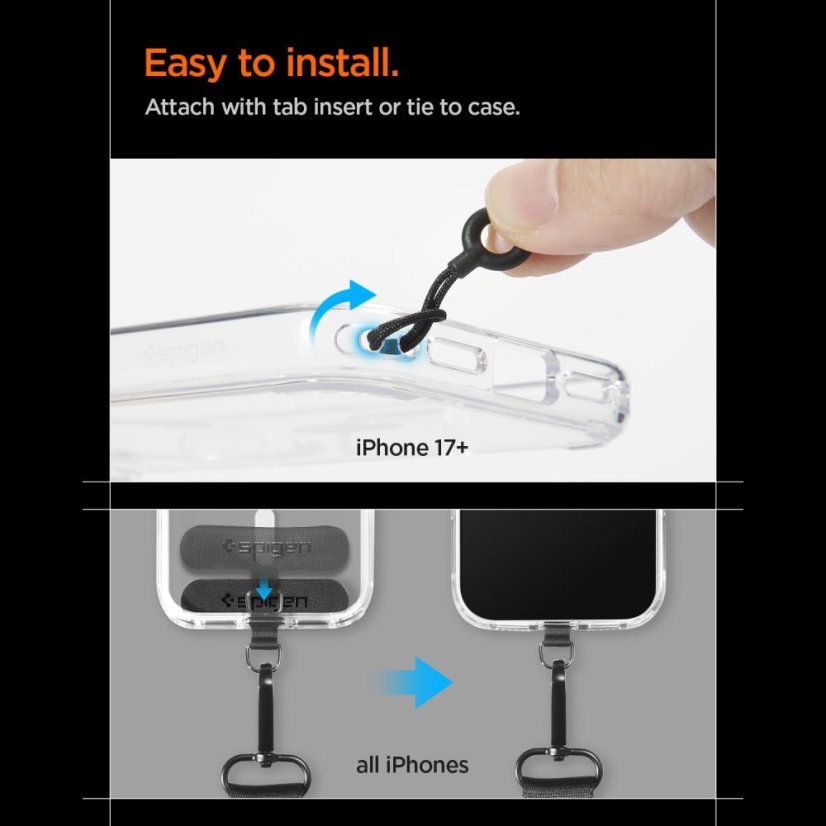 Tok Spigen Da30M univerzális kulcstartó óraszíj Kereszt test Black