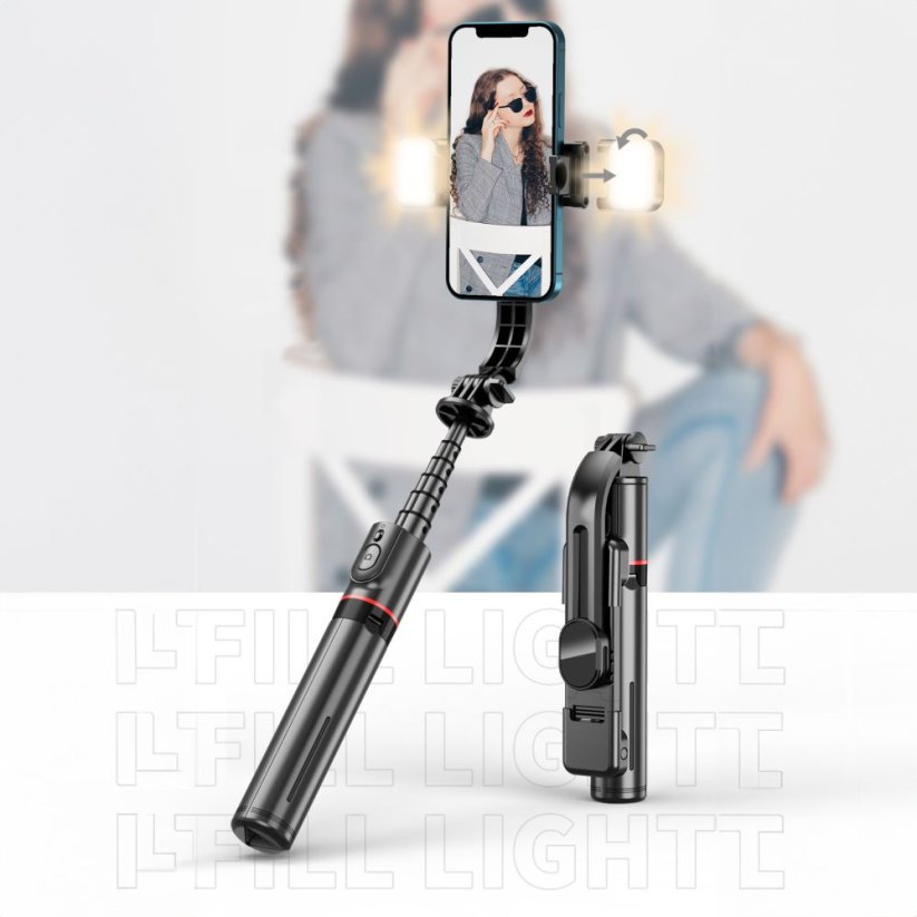 Selfie tyč Tech-Protect L05S Bluetooth Selfie Stick Tripod & Led Light Black