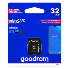 Pamäťová karta Goodram Memory Card Microsd 32Gb 100Mb/S Class 10 Uhs I With Adapter Sd
