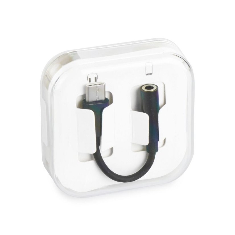 Adapter Aux Type C (Male) to Jack 3,5 mm (Female) Box Black [Dac]