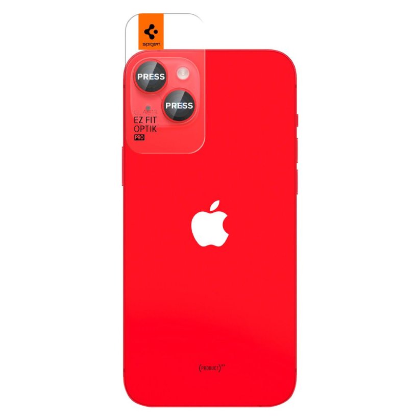 Ochranné sklo zadnej kamery Spigen Optik.Tr ”Ez Fit” Camera Protector 2-Pack iPhone 14 / 14 Plus / 15 / 15 Plus Red