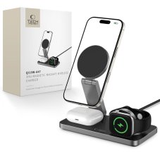 Bezdrôtová nabíjačka Tech-Protect Qi15W-A47 3v1 Magnetic Magsafe Wireless Charger Black