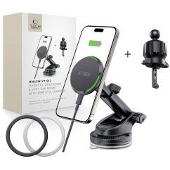 Držiak do auta Tech-Protect mm15W-V7 Qi2 Magnetic Magsafe Dashboard & Vent Car Mount Wireless Charger 15W Black