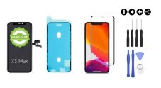 MULTIPACK - Čierny OLED displej iPhone XS Max + lepka pod displej + 3D ochranné sklo + sada náradia