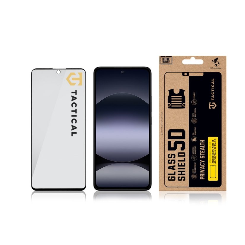 Tactical Glass Shield Privacy Stealth 5D sklo pre Xiaomi Redmi Note 14 4G/5G/Poco X7 Pro 5G Black