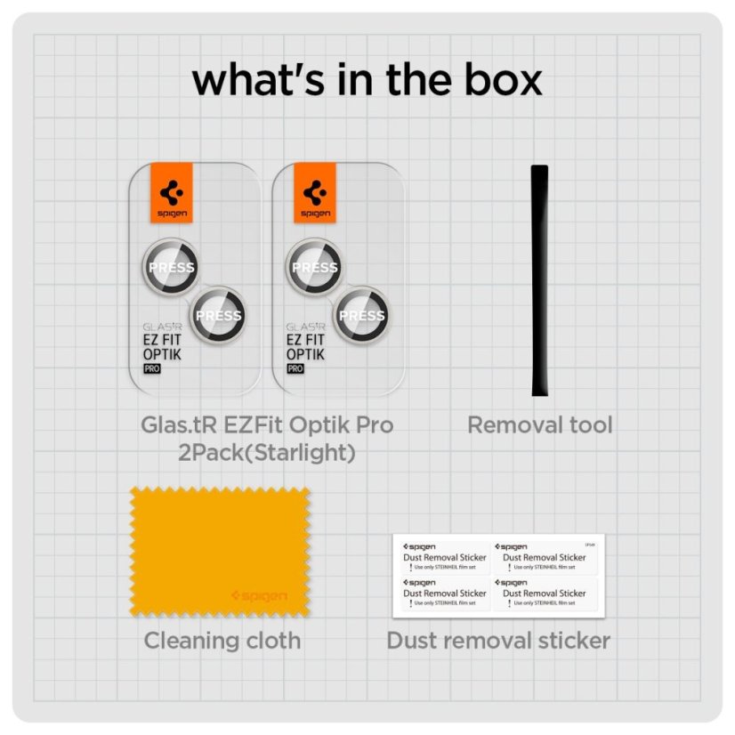 Ochranné sklo zadnej kamery Spigen Optik.Tr ”Ez Fit” Camera Protector 2-Pack iPhone 14 / 14 Plus / 15 / 15 Plus Starlight