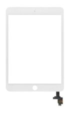 Apple iPad Mini 3 - dotyková plocha, sklo (digitizér) s konektorem IC - bílé (bez tlačítka Home)