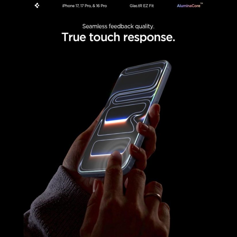 edzett védőüveg Spigen Glas.Tr "Ez Fit Ac" 2-Pack iPhone 16 Pro / 17 / 17 Pro átlátszó
