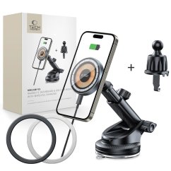 Držiak do auta Tech-Protect mm15W-V5 Magnetic Magsafe Dashboard & Vent Car Mount Wireless Charger 15W Black/Interior