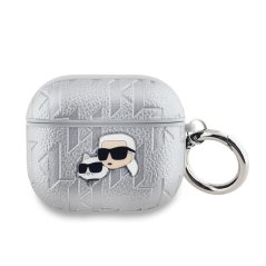 Karl Lagerfeld PU Embossed Karl and Choupette Heads púzdro pre AirPods 3 Silver Karl Lagerfeld PU Embossed Karl and Choupette Heads púzdro pre AirPods 3 Silver