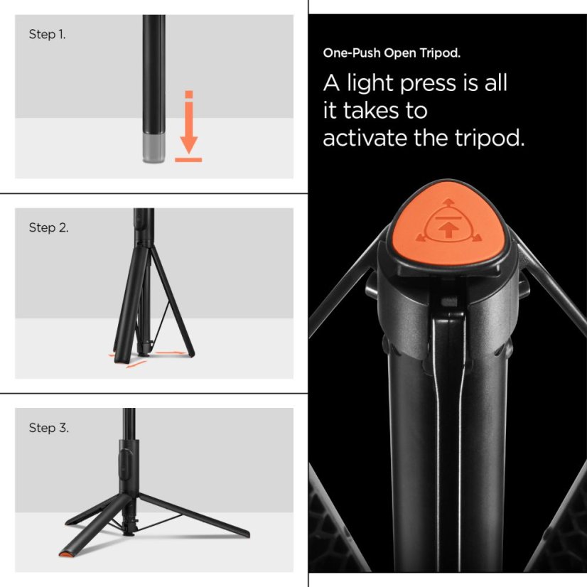Selfie tyč Spigen S541W Bluetooth Selfie Stick Tripod Black
