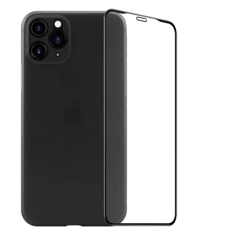 2PACK - 3D ochranné sklo + čierny matný ultratenký kryt pre iPhone 11 Pro