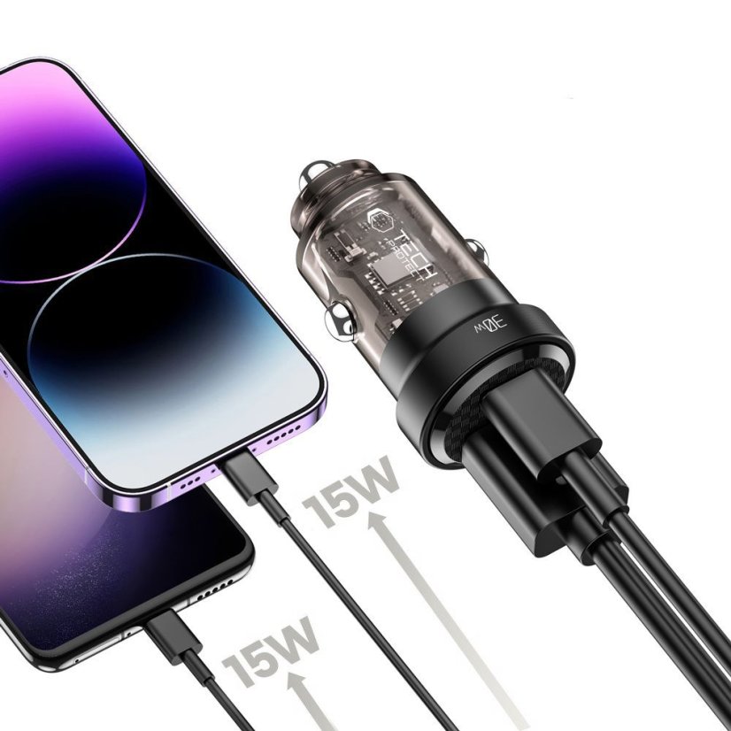 Nabíjačka do auta Tech-Protect Cc30W 2-Port Car Charger PD 30W / QC3.0 Black