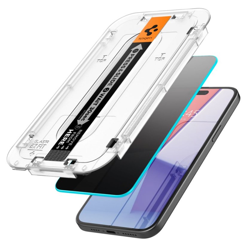 2ks v balení, set ochranných skiel Spigen Glas.Tr ”Ez Fit” 2-Pack iPhone 15 Plus / 16 Plus Privacy