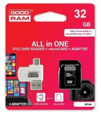 Pamäťová karta Goodram Card Reader USB A + Micro USB All In One M1A4 + Memory Card Micro Sd 32Gb With Adapter Sd