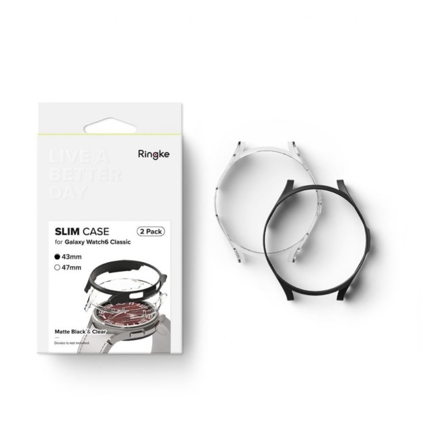 Kryt Ringke Slim 2-Pack Samsung Galaxy Watch 6 Classic (43 mm) Clear & Black