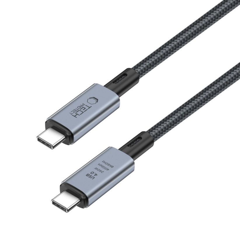 Kábel Tech-Protect Ultraboost Max Usb 4.0 8K 40Gbps Type-C Cable PD240W 100cm Grey