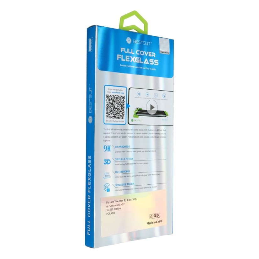 Edzett védőüveg Szkło Hybrydowe Bestsuit Flexible 5D Full Glue Samsung Galaxy S24 Ultra Czarny (Hot Bending) - Działający Czytnik
