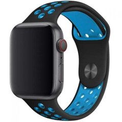 Remienok pre Apple Watch (38/40/41mm) Sport, black-light blue (veľkosť S) Remienok pre Apple Watch (38/40/41mm) Sport, black-light blue (veľkosť S)