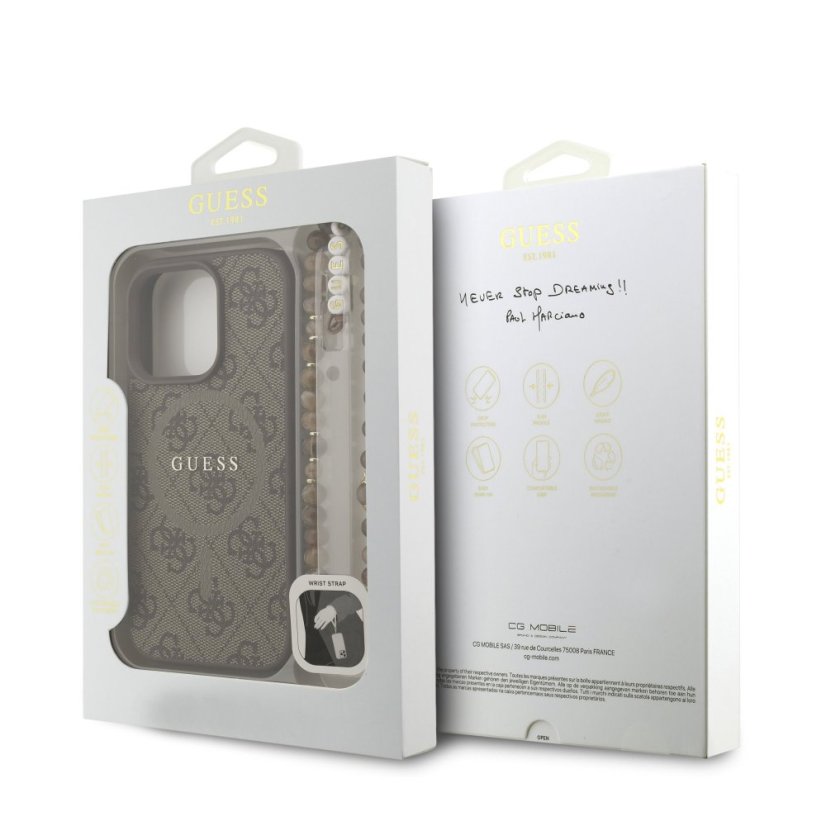 Guess PU Leather 4G Colored Ring Strap MagSafe zadný kryt pre iPhone 16 Pro Max Brown