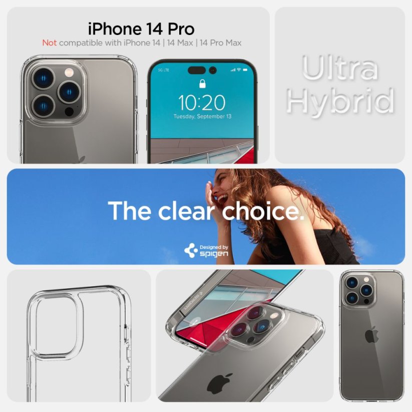 Kryt Spigen Ultra Hybrid iPhone 14 Pro Crystal Clear