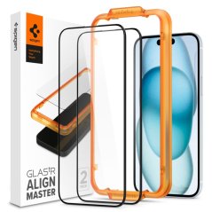 2ks v balení, set ochranných skiel Spigen Alm Glass Fc 2-Pack iPhone 15 Black 2ks v balení, set ochranných skiel Spigen Alm Glass Fc 2-Pack iPhone 15 Black