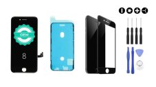 MULTIPACK - Čierny LCD displej iPhone 8 + LCD adhesive (lepka pod displej) + 3D ochranné sklo + sada náradia