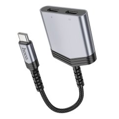 Hoco Adapter Aux 2v1 Type C to 2 X Type C 27W Ls40 Metal Gray