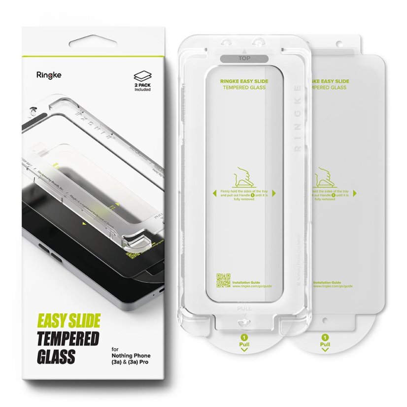 2ks v balení, set ochranných skiel Ringke Easy Slide 2-Pack Nothing Phone 3A / 3A Pro Clear