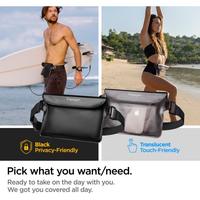 Vodeodolné púzdro Spigen A620 Universal Waterproof Waist Bag 2-Pack Black