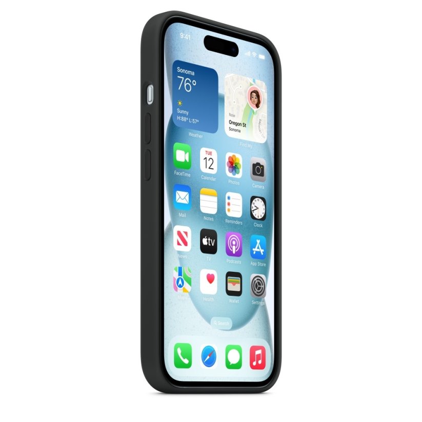 iPhone 15 Plus Silicone Case s MagSafe - Black design (čierny)