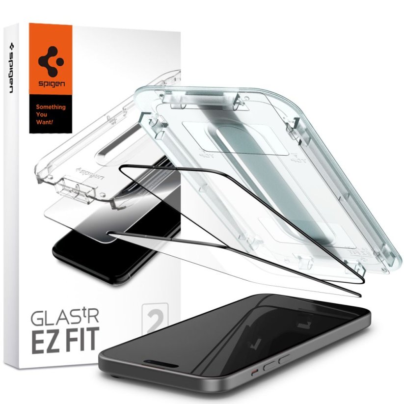 Ochranné tvrdené sklo Spigen Glas.Tr ”Ez Fit” Fc 2-Pack iPhone 15 Black