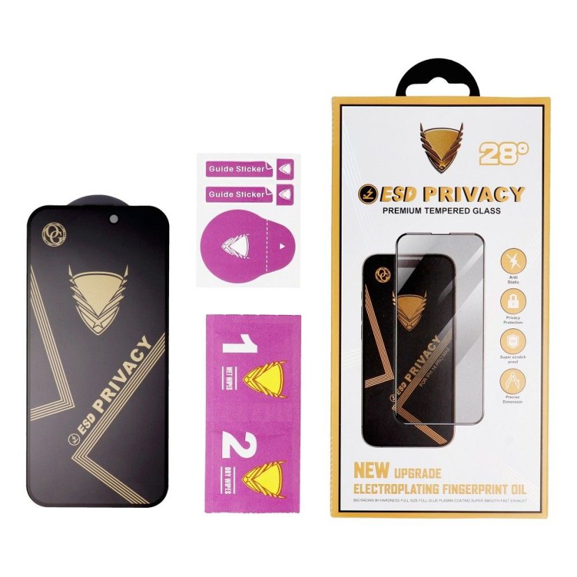 Ochranné tvrdené sklo OG 6D Premium Privacy Glass - Xiaomi Redmi Note 14 Pro 4G / Redmi Note 14 Pro 5G Black